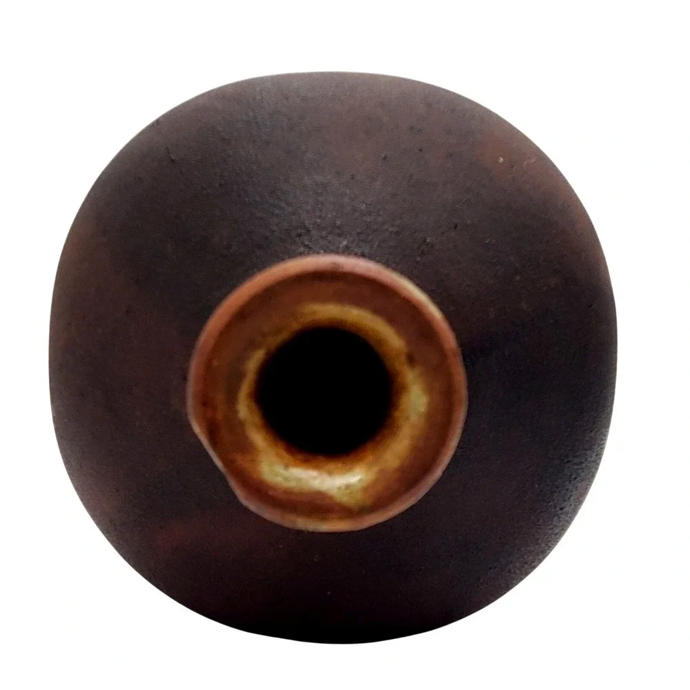 Scandinavian Bottle Neck Art Pottery Vase Modern Ceramic Matte Brown Mid Century